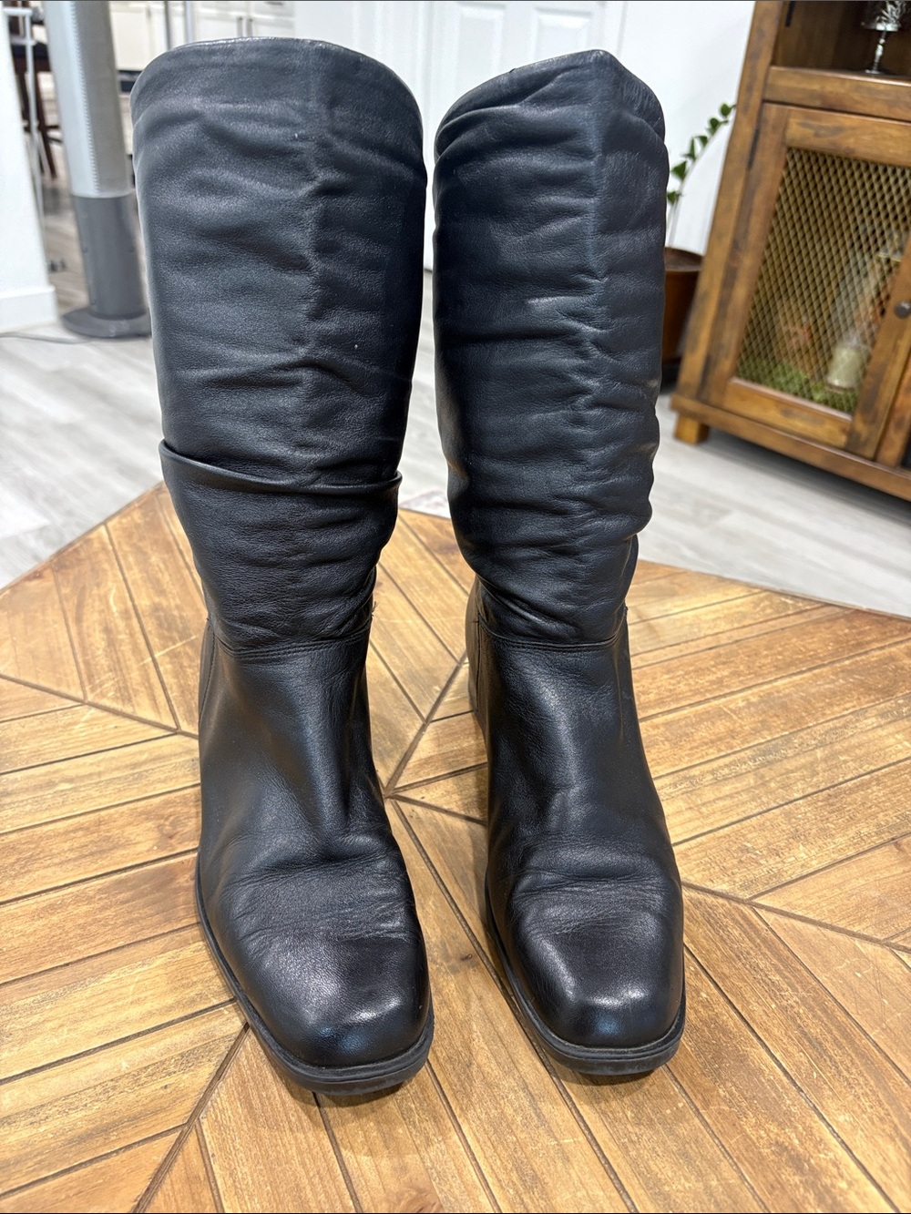 Worthington Black Mid-Calf Leather Heeled Boots